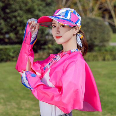 

Long print outdoor two-piece sportswear for women in the sunscreen of electric bicycle in summer