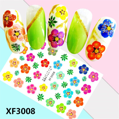 

Toponeto Fresh Style Flower Print 3D Nail Art Stickers Manicure Adhesive Transfer Decals