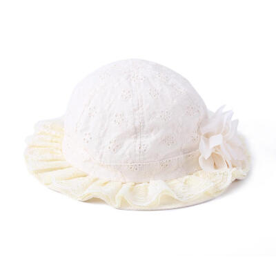 

Baby Sun Hat Princess Breathable Cute Flower Decor Lace Brim Fisherman Caps