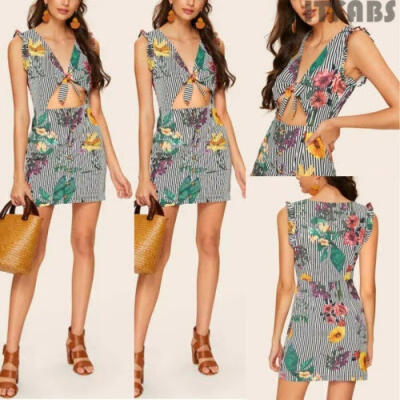 

Women Summer Boho Mini Dress Evening Cocktail Party Dresses Sundress Beach