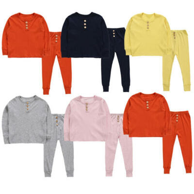 

2PCS Kids Boys Girls Long Sleeve Pyjamas Set Casual Sleepwear Homewear Outfits