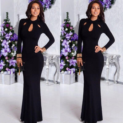 

Womens Black Formal Fishtail Mermaid Elegant Long Party Evening Dress Maxi Dress