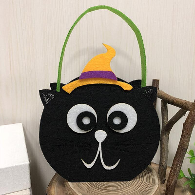

Halloween Non-Woven Candy Bag Trick or Treat Kids Candy Bucket with Handle Halloween Party Costumes Supplies Decoration--Ghost