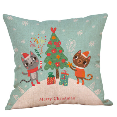 

Siaonvr Cotton Linen Christmas Snowman Tree Zipper Closure Pillow Case Throw Cushion