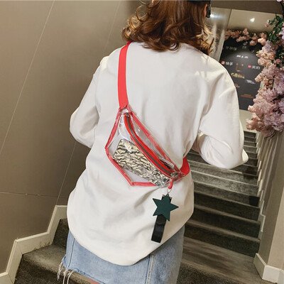 

Tailored Womens Fashion Solid Color Stars Shoulder Bag Transparent Diagonal Package