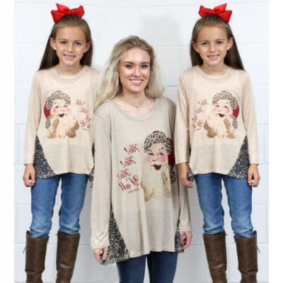 

Family Matching Outfit Mother Daughter Santa Print Top T-Shirt Christmas Clothes