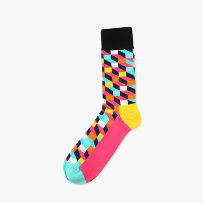 

Happy Socks Causal Breathable Lattice Hit Color New Harajuku Socks Colored Cotton Mens Crew Socks 1 Pair
