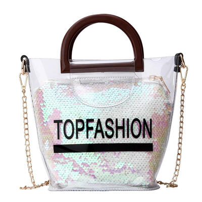

Sequins Transparent Shoulder Messenger Handbags Women Chain Crossbody Bags