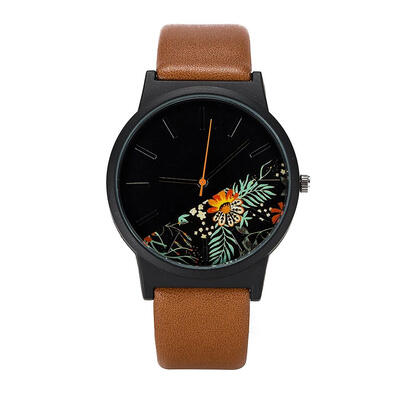 

PU Leather Garden Flowers Men&Women Quartz Watch Wristwatch