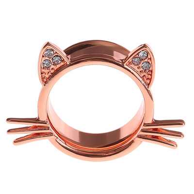 

1 Pair 6-25mm Stainless Steel Diamond Cat Style Ear Tunnels Plugs Expander Ear Piercing Flesh Tunnel