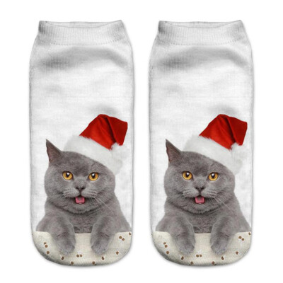 

1Pair 3D Socks Funny Low Cut Ankle Socks Unisex Adult Elastic Sock Cute Animal Cat Print Socks