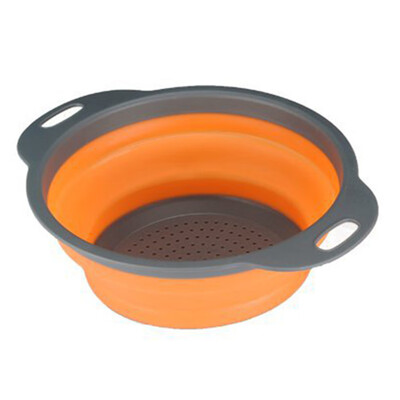 

Kitchen Silicone Collapsible Colander Fruit Vegetable Draining Strainer Basket