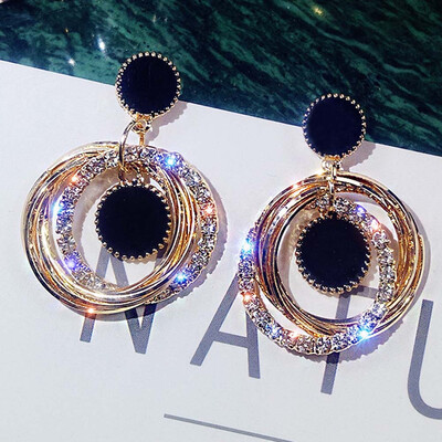 

2019 Fashion Multi-layer Flash rhinestone circle earring