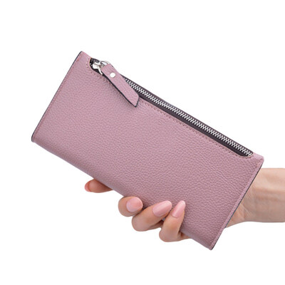 

Casual Women Solid Color Multi Card Slots Long Zip Wallet Purse Card Bag Pouch