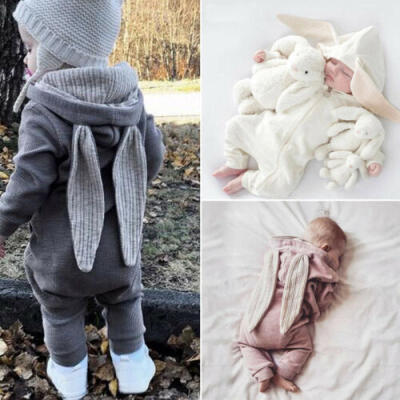 

Newborn Baby Boy Girl Warm Clothes Rabbit Ears Romper Jumpsuit Bodysuit Outfits