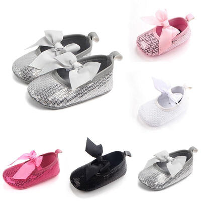 

Kids Girls Boys Sequins Bowknot Glitter Flats Party Princess Lace Shoes