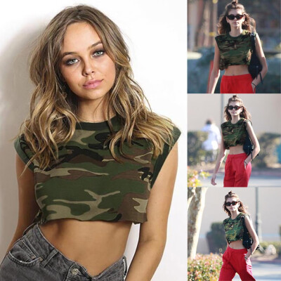 

Nomeni Women Tank Top Reflective Bralet Buckle Tube Top Vest Camouflage T-shirt