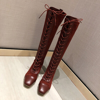 

Martin Boot Girl British Wind long Boot with Square scalp Boots Korean version of Autumn&Winter High heel Boot Girl