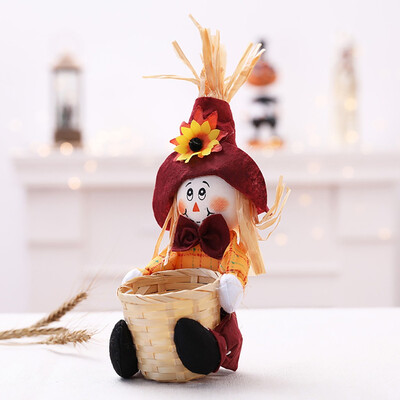 

Toponeto Doll Fruit Decoration Bowl Halloween Ghost Candy Basket Home Decor Hand-Woven