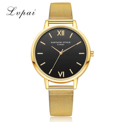 

Fashion Womens Watches Gold Thin Dial Quartz Mesh Alloy Steel Casual Wristwatch Ladies Clock Top Brand Lvpai Reloj Mujer