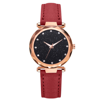 

Star watch Korean fashion casual luxury diamond ladies watch high-end ladies fashion PU quartz watch