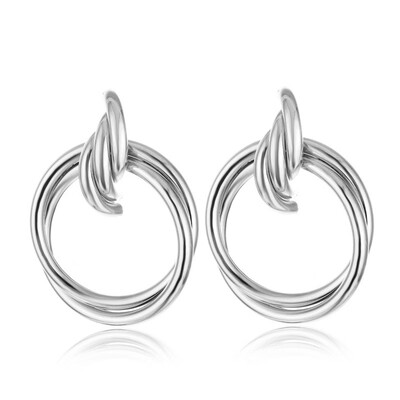 

European Simple Geometric Metal Round Earrings for Women Leaf Flower Earrings Pendientes Wedding Jewelry Ethnic Party Wholesale