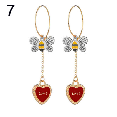 

Fashion Women Hollow Circle Heart Leaf Long Chain Dangle Hoop Earrings Jewelry