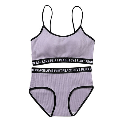 

Women Letter Print Bras Sets Sexy Slim Straps Bra Sets Removable Chest Pad Bralette
