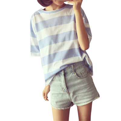 

Nomeni Fashion Womens Short Sleeve Vest Stripes Print Tank Top Blouse