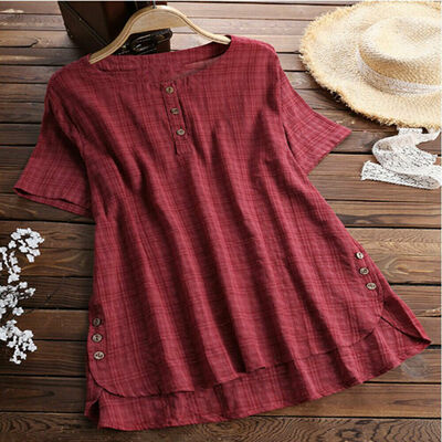 

Womens Tunic Tops Ladies Short Sleeve Plain T-Shirt Blouse Plus Size 6-22