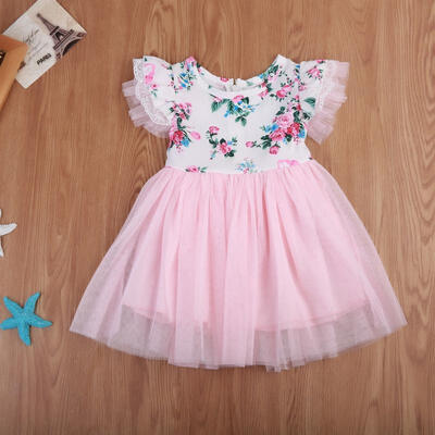 

Baby Girls Kid Floral Princess Dress Summer Tulle Lace Tutu Dress Clothes 1-6T