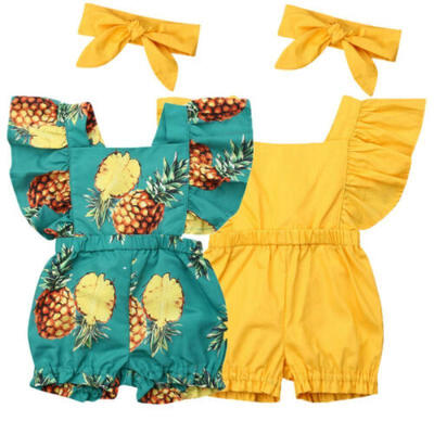 

US Toddler Kids Baby Girl Shortsleeves Romper Bodysuit Jumpsuit Outfits Clothes