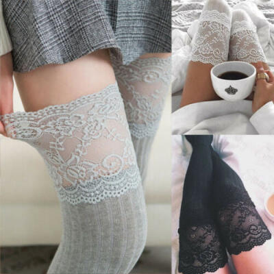 

Women Knitting Floral Print Over Knee Thigh Stockings High Socks Pantyhose Tight