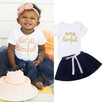 

Baby Girl 1st First Birthday Tutu Skirts Romper Clothes Set Cake Smash Outfits