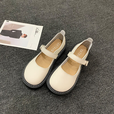 

Soft younger sister leather shoes round head female Korean version of Joker summer retro student thick bottom Mary Jane shoes fema
