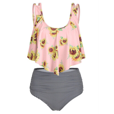 

Roseonmyhand Women Two Pieces Bathing Suits Top Ruffled With High Waisted Bottom Bikini Set