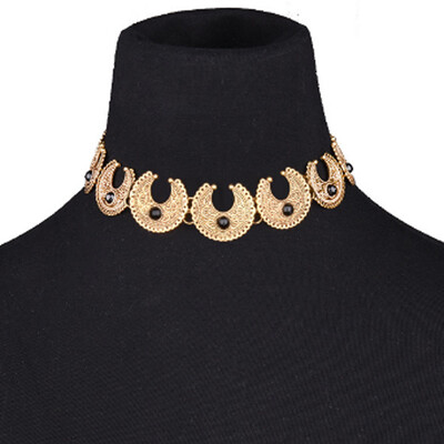 

1pc Vintage Silver Crescent Angle&Stone Necklace Women Fashion Accessories