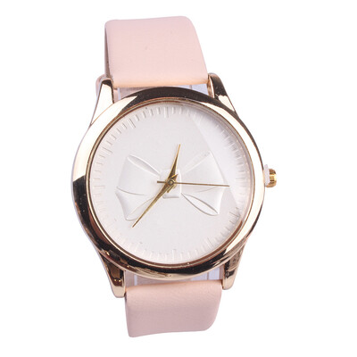 

Belt ladies casual PU watch simple scale bow dial