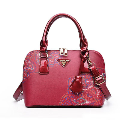 

2017 Vintage Women Handbags Shoulder Bag Shell Flower PU LleatherFor Female Designer Printing Ladies Hand bag Famous Brand Tote
