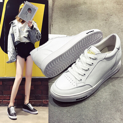 

Autumn new leather thick-soled white shoes female Korean version with the first layer of leather c