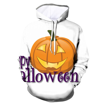 

Toponeto Mens Scary Halloween Pumpkin 3D Print hooded Party Long Sleeve Hoodie Blouse