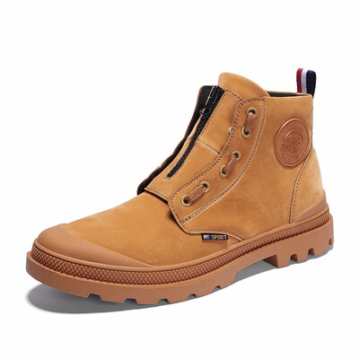 

Mens Shoes Work Shoes Fashion Winter Boots Men Light Martin Boots Genuine Leather Shoes Men Black Khaki Yellow Size 39-44