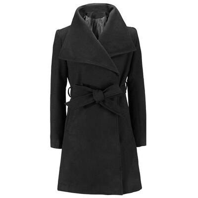 

Ladies Lapel Collar Tie Up Coat Overcoat Tops Long Sleeve Vintage Solid Outwear