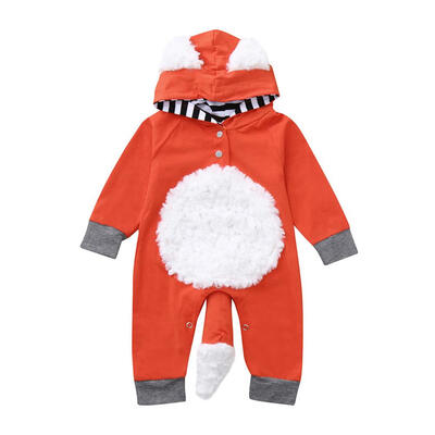 Cute Fox Pattern Newborn Baby Rompers Cotton Boy Girls Long Sleeve Outfits