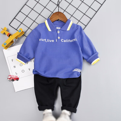 

Toddler Baby Boy Autumn Outfits Long Sleeve Cartoon Letters Print TopTrousers Casual Sets