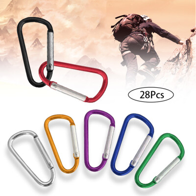 

〖Follure〗28Pcs Assorted Colors D Shape Spring-loaded Gate Aluminum Carabiner