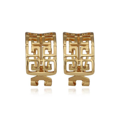 

18K Real Gold Plated Filigree Tin Alloy Stud Earrings 17x10mm