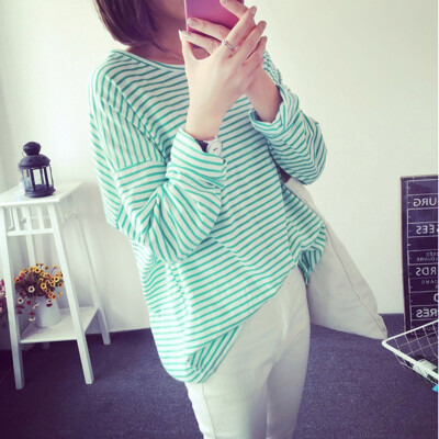 

Spring&Autumn O-Neck Striped T-Shirt Women Casual Loose Long-sleeved T-Shirt