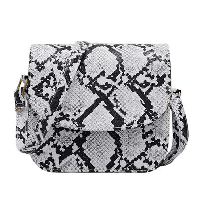 

Snake Print Shoulder Messenger Handbags Women Leather Flap Crossbody Bags