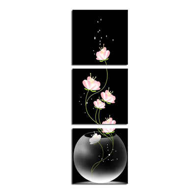 

3 Panels Bloom Flower Wall Art Beauty Floral Painting on Polyester Vertical Picture Print Bedroom Decor